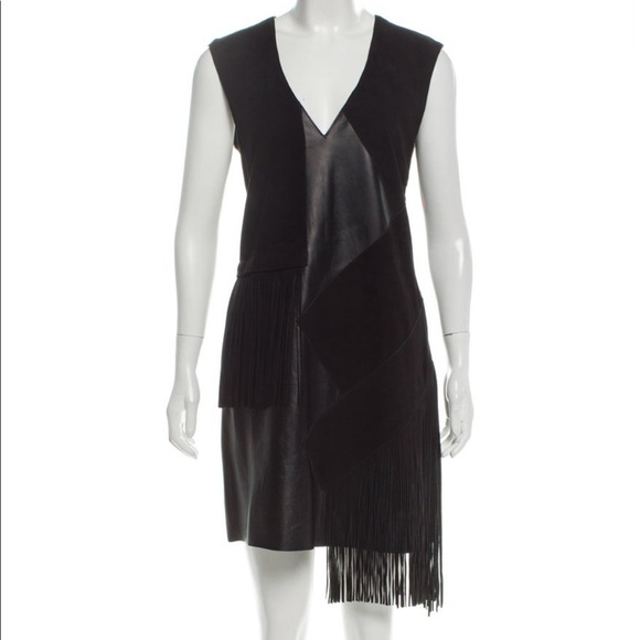 Derek Lam 10 Crosby black real leather suede dress - Picture 13 of 14